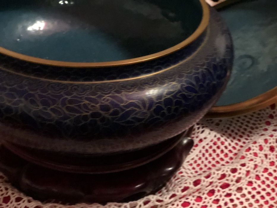 Pote cloisonne azul