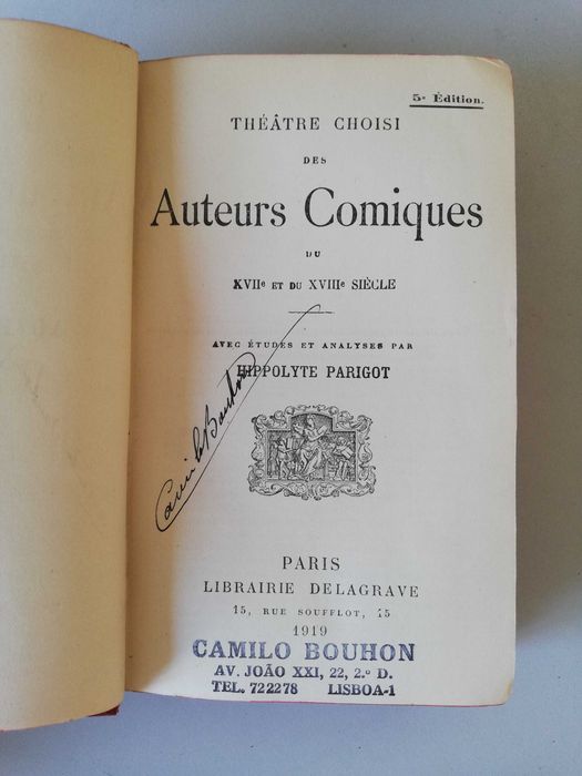 Théâtre choisi des auters comiques du XVIIe et du XVIIIe siècle - Hippolyte Parigot, Librairie Delagrave, 1919