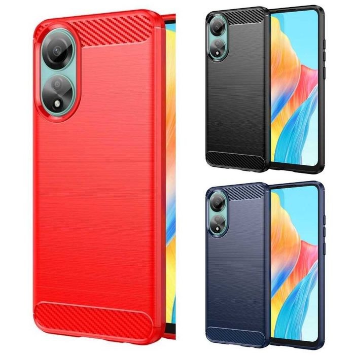 Противоударный чехол накладка для Oppo A78 A58 A38 карбон 3 цвета
