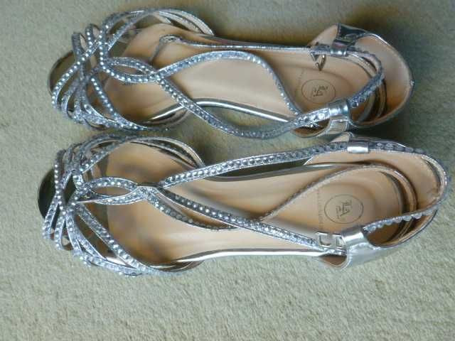 Sandalias em pele cor Sylver, 38