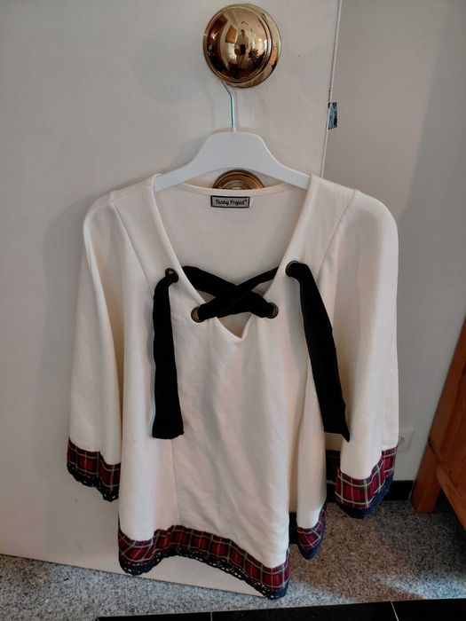 Poncho branco cardado