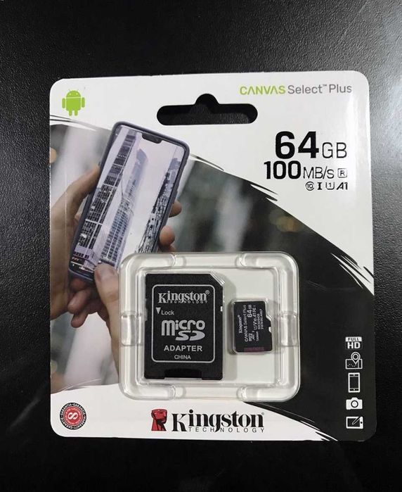 Cartão de memória Kingston 64GB com adaptador Micro SD