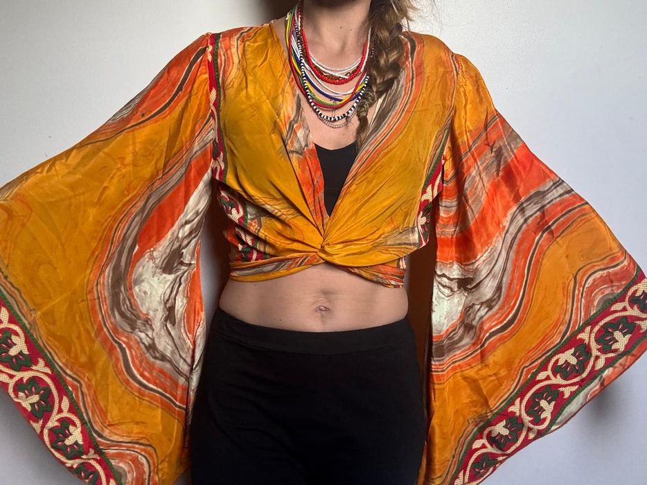 Bluzka boho top Indie szerokie rękawy