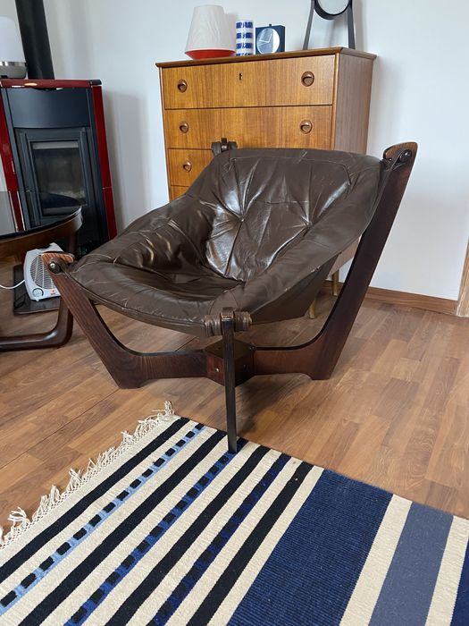 Fotel skórzany Luna Odd Knutsen, design , skandynawski, mid century