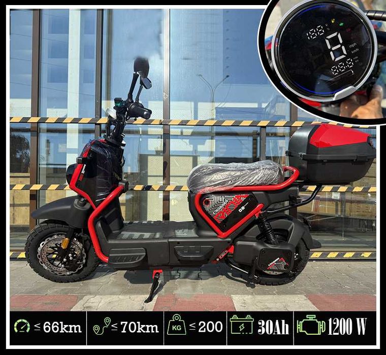 Електроскутер Crosser CR4 1200W 76.8V 30AH LifePO4 Червоний фосфат акб