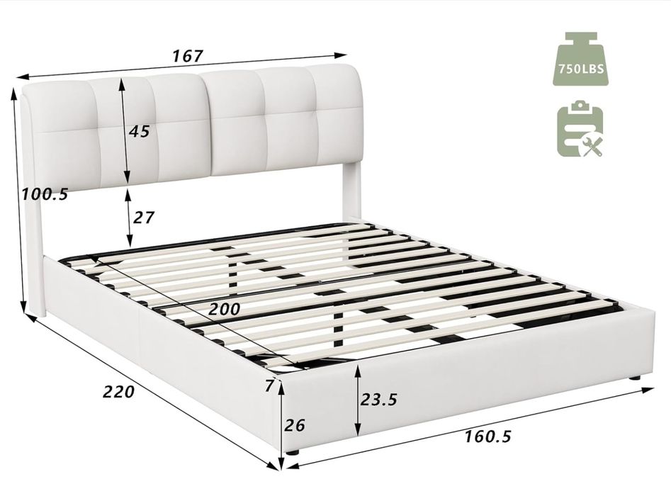 Cama com arrumação 160x200 – branca, nova (nunca usada)