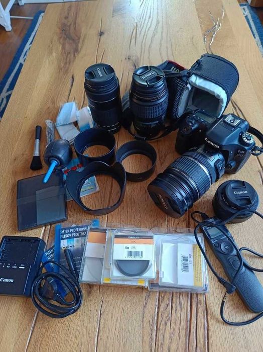 Canon Eos 80d, 17-55, 100 mm, 50 mm, 55-250 plus inne