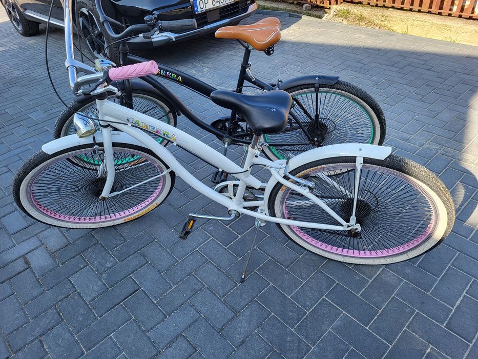 Biały rower cruiser retro 26 cali carrera