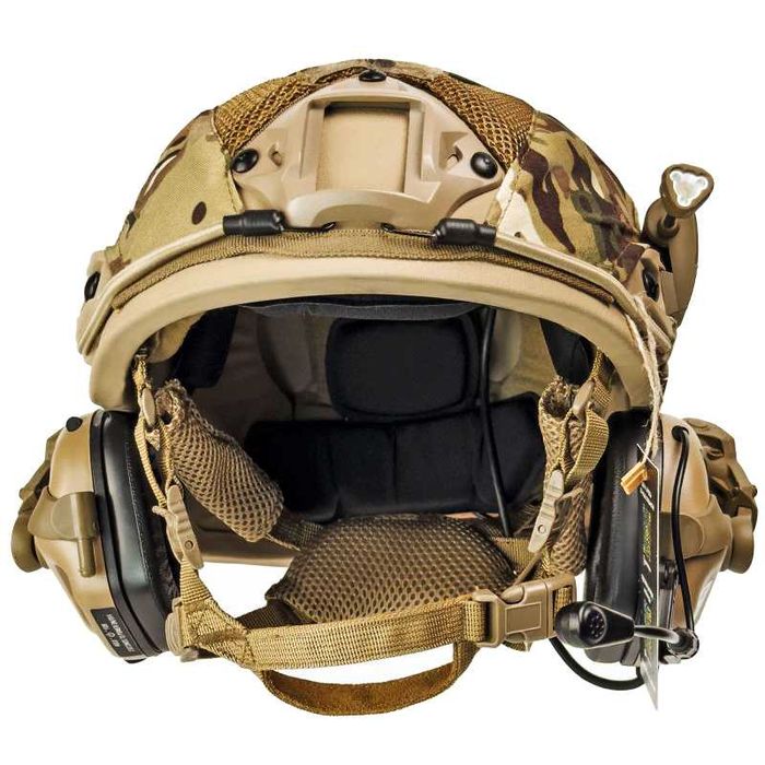 Комплект: Шолом + Кавер + Навушники + Підсумок противаги + ліхтарик
