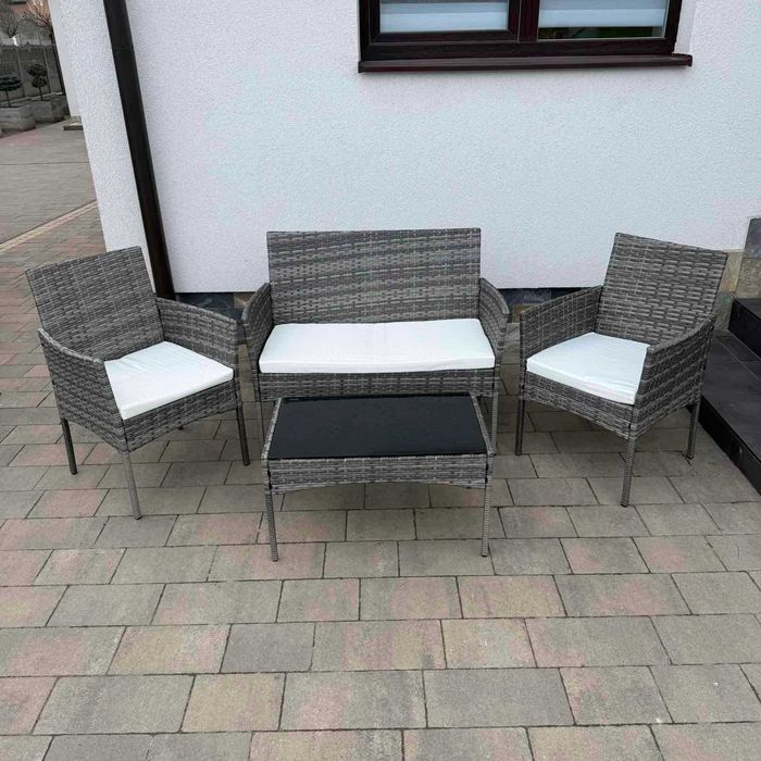 Набір садових меблів з подушками Садові меблі стіл + 2 крісла + диван Комплект меблів Набір меблів Вуличні меблі НОВІ 3 кольори