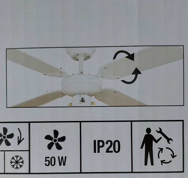 Lampa wisząca sufitowa z wentylatorem  E-27
