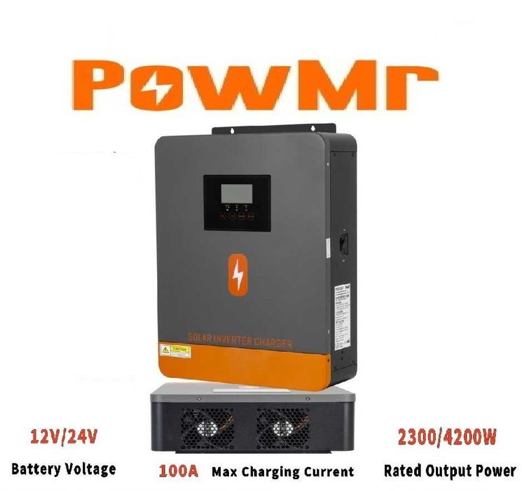 Склад Киев PowMr Dual 24V 4.2kW 4200Вт Бесшумная модель 2025!