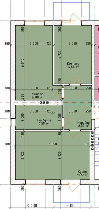 3-кімнатна квартира в будинку. 650у.о./м².