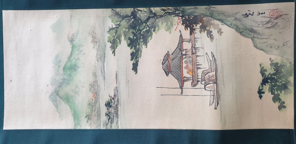 Aguarela chinesa antiga 63x20cm