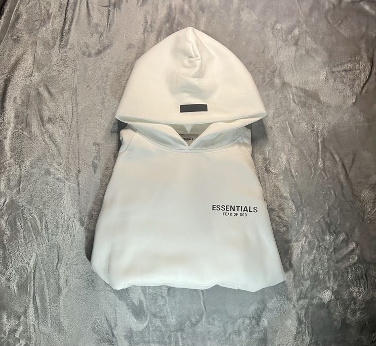 Hoodie Essentials Fear of God Branco Logo Peito Oversized