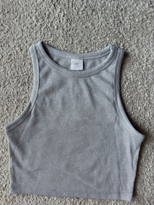 Top crop krótka koszulka błyszczący top 36 S H&M