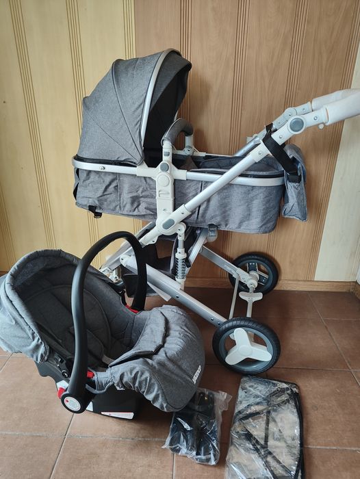 YAZOCO Wózek dziecięcy Trio 3 w 1 Wielofunkcyjny szary