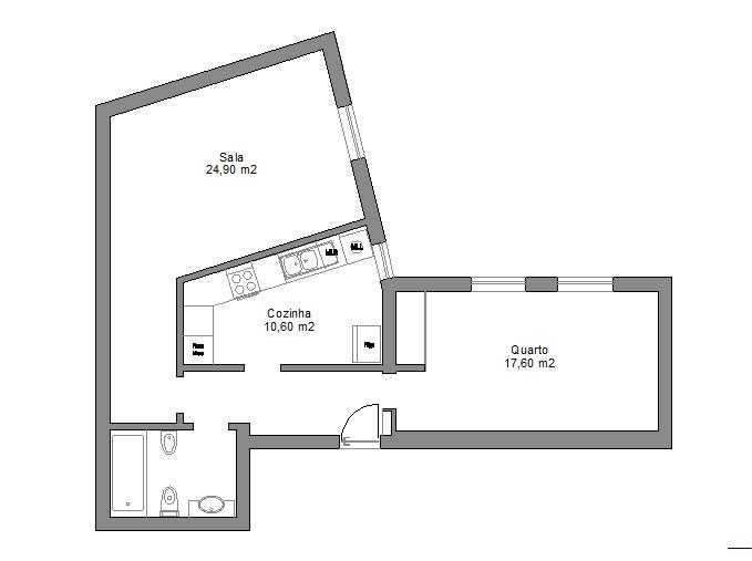Aluga-se Moderno  Apartamento T1 com garagem, no centro de Aveiro.