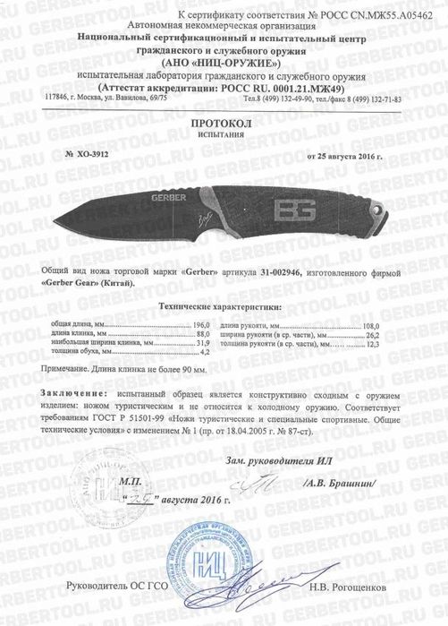 Нож Gerber для туристов