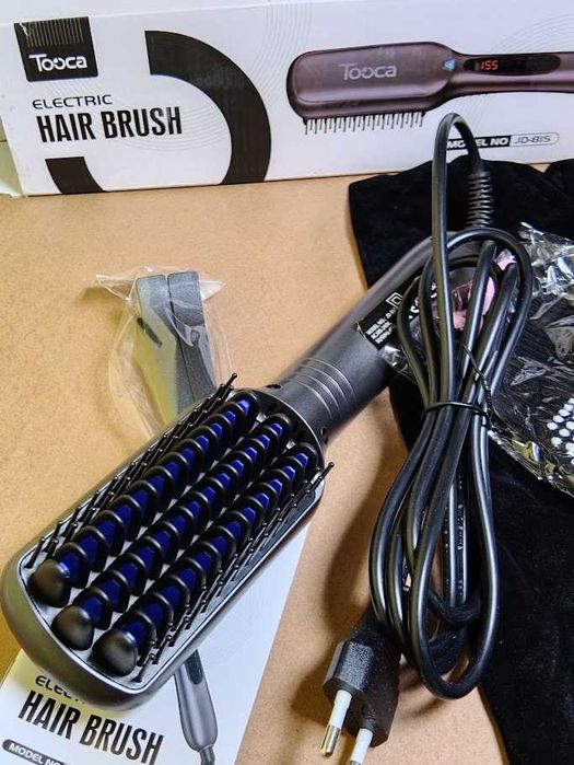 (NOVO) Escova Alisadora de Cabelo Elétrica Tooca JD-815 com Display e Acessórios