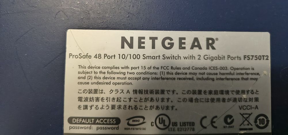 NETGEAR ProSafe 48 Port 10/100 Smart Switch z 2 portami Gigabit FS750T