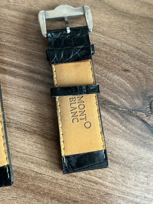 Nowy skórzany pasek do zegraka Mont Blanc Alligator czarny lakierowany