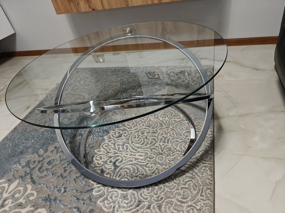 Stół szklany chrom połysk 80x45