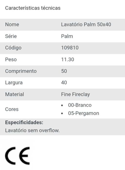 Lavatório Sanindusa novo modelo Palm