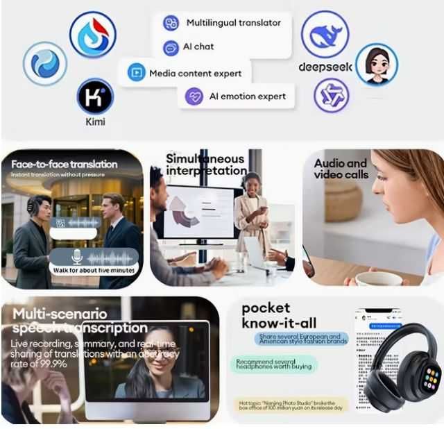 Hundai X1 PRO BT 6.0 nauszne z 100 języków