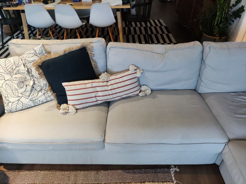 Sofa canto kivik cinzento 5 lugares