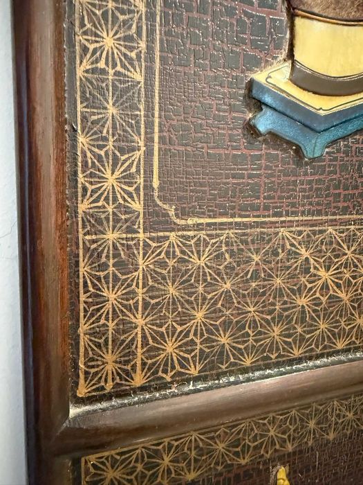 Conjunto de 4 painéis chineses em laca com relevos