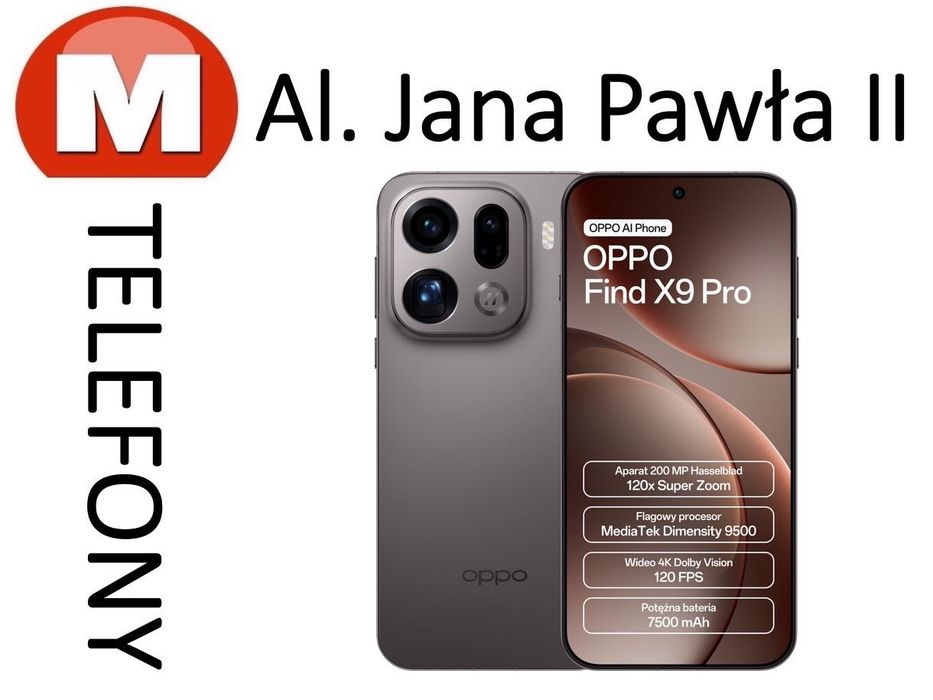 Oppo Find X9 Pro 16/512GB Titanium Charcoal Polska Dystrybucja Mtelefony