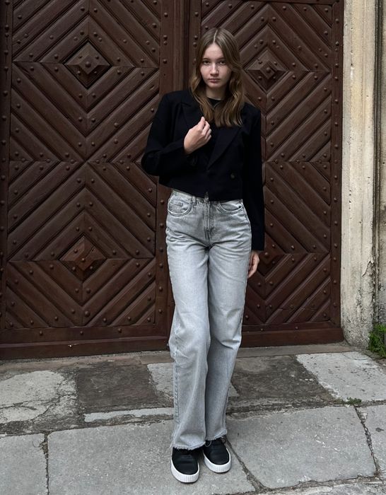 Сірі прямі джинси (за 2 пари доставка у подарунок)