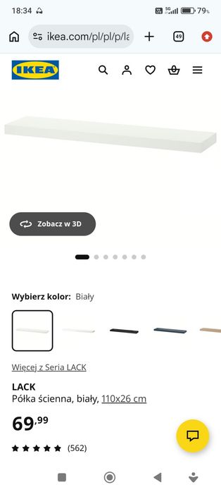 Półka ścienna biała, 110x26 cm