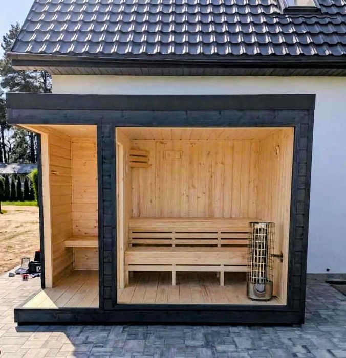 Sauna Ogrodowa Olaya 2 3,2x2,3  Witryna + Ocieplona + Piec