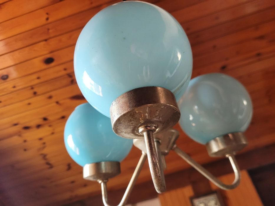 Lampa wisząca lata 1920-30 unikat rarytas przedwojenna trójpunktowa bł