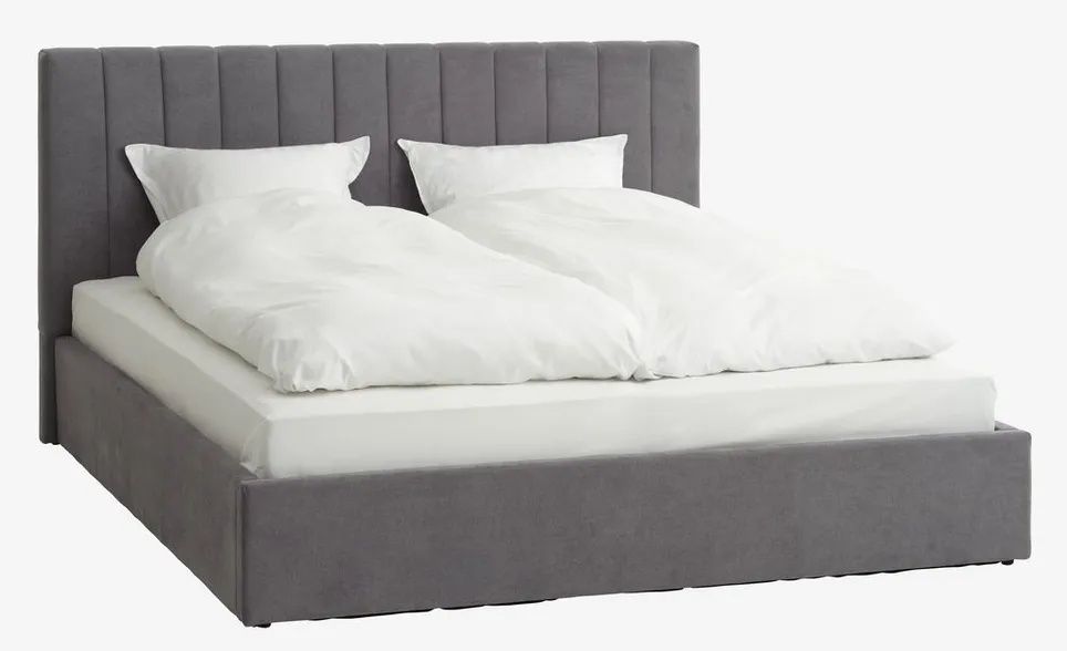 Estrutura de cama HASLEV JYSK 180x200 tecido cinzento escuro
