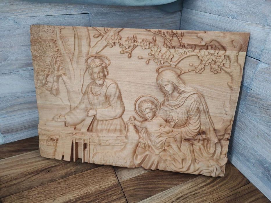Ikona Obraz drewniany Święta Rodzina I prezent na ślub rocznicę 30 cm