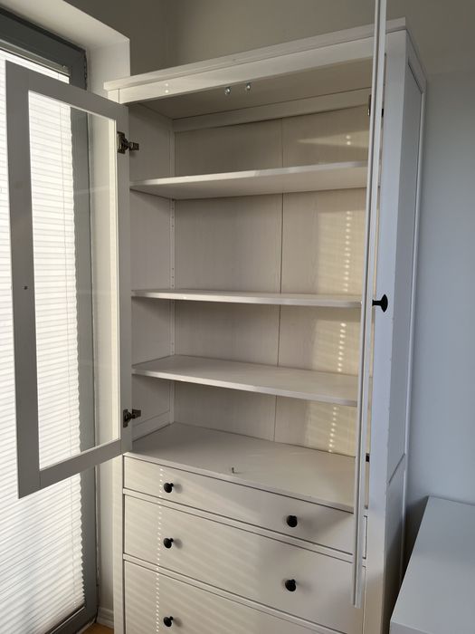 Witryna z 3 szufladami, biała bejca, 90x197 cm