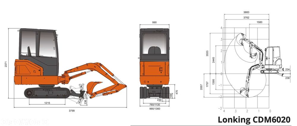 Nowa Koparka Minikoparka WYNAJEM długoterminowy | 2tony Lonking Yanmar
