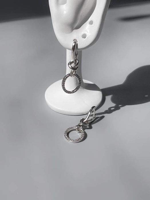 Сережки Pandora "Узи любові" срібло S925 з цирконієм