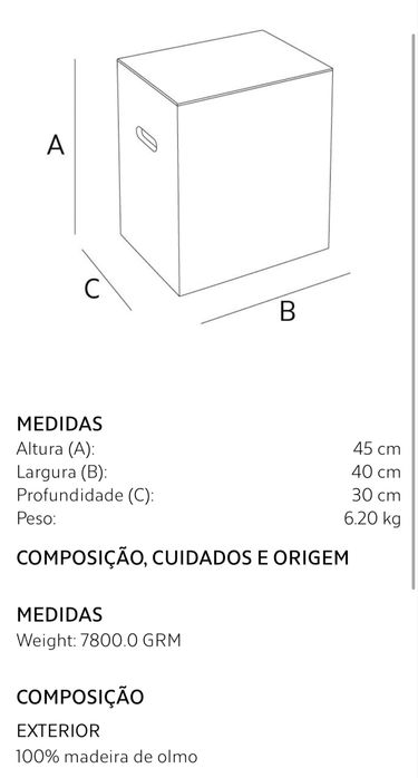 Mesa Auxiliar Cubo Madeira Zara Home NOVO