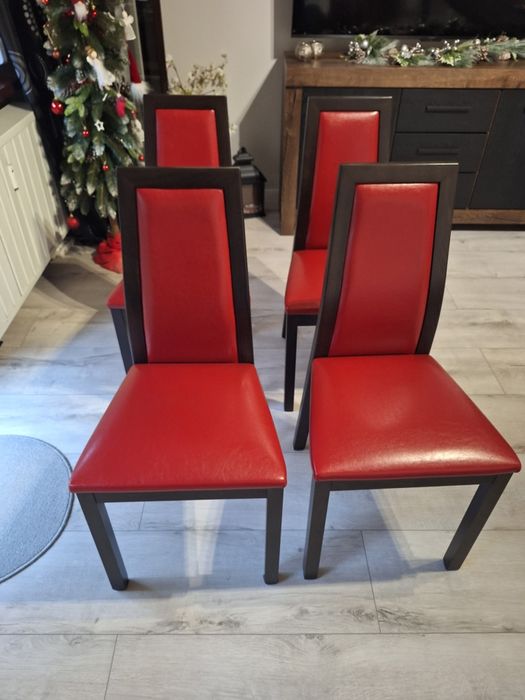 Krzesła stołowe BRW ekoskóra czerwone.