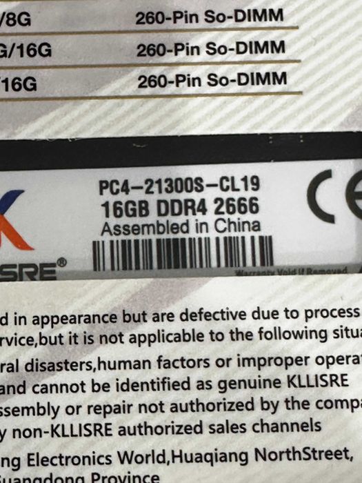 Оперативна память для ноутбука KLLISRE DDR4 16GB 2666Mhz
