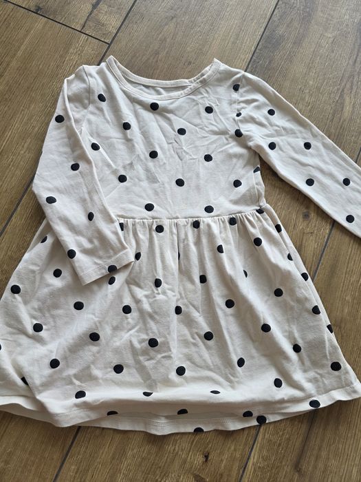 Sukienka h&m w kropki dziecięca dziewczeca 98/104 dlugi rękaw