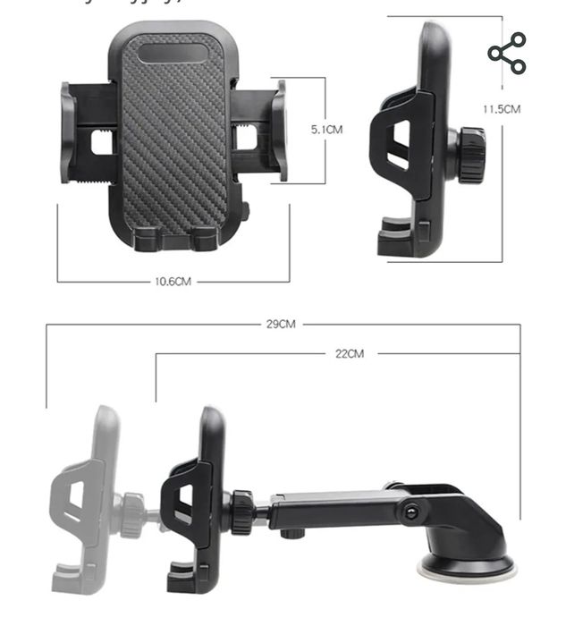 Uchwyt na telefon samochodowy z przyssawką