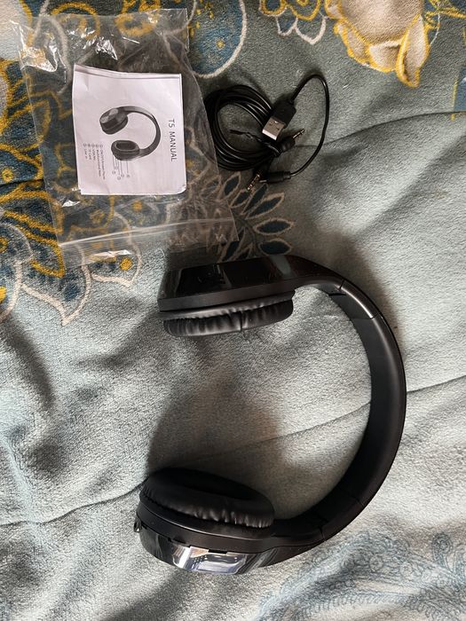 Bezprzewodowe słuchawki nauszne T5 / Bluetooth / Mikrofon / Składane