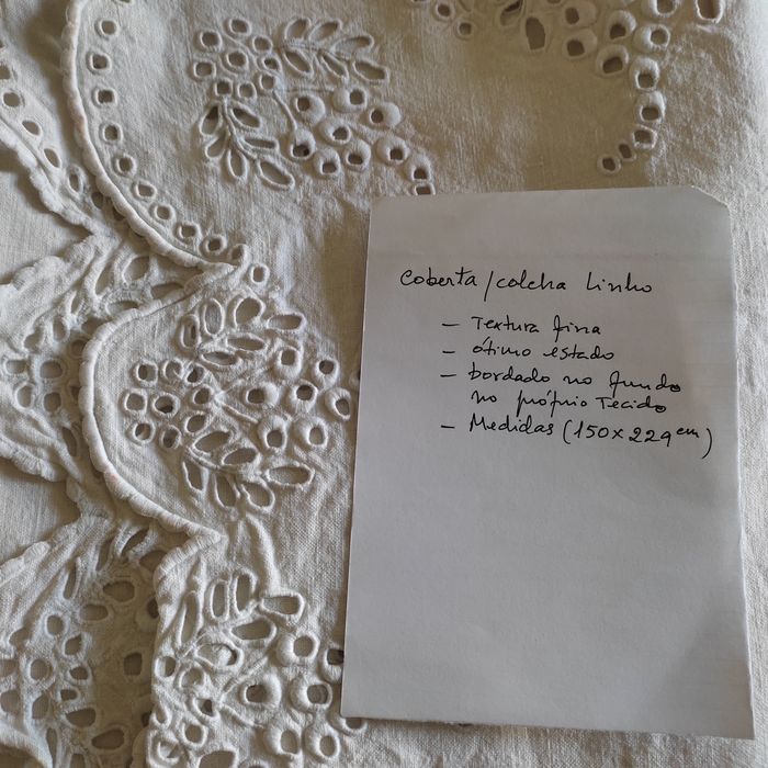 Colcha/Coberta em linho . Medidas e dados na foto 3