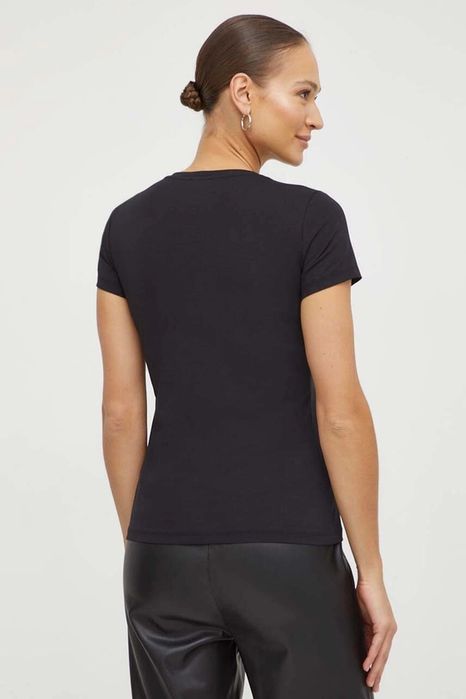 T-shirt czarny z logo i cyrkoniami Liu Jo XS