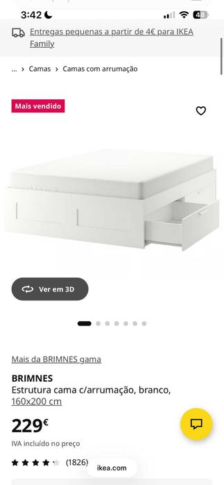 Cama casal BRINNES como nova IKEA com estrado de ripas